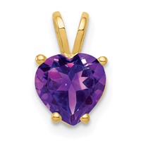 14K 7mm Yellow Gold Heart Amethyst Pendant view 1