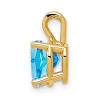 14K 7mm Yellow Gold Heart Blue Topaz Pendant view 2