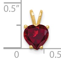 14K 7mm Yellow Gold Heart Lab Created Ruby Pendant view 2