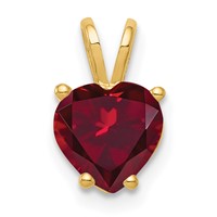 14K 7mm Yellow Gold Heart Lab Created Ruby Pendant view 1