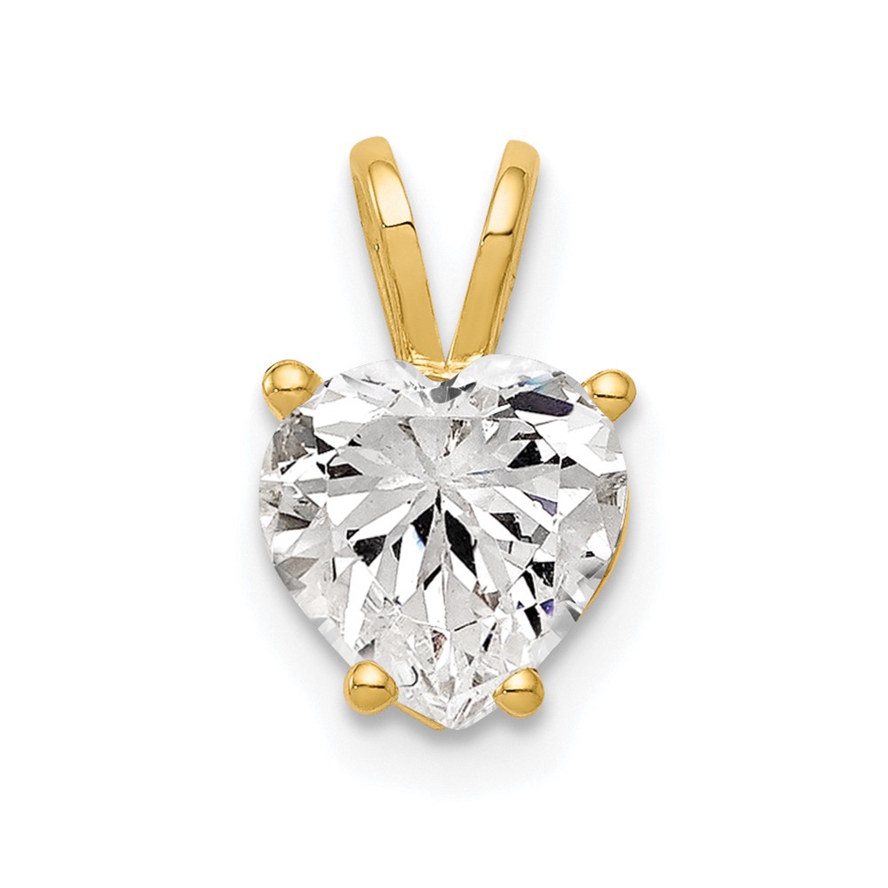 14K 7mm Yellow Gold Heart Cubic Zirconia Pendant
