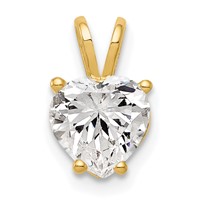 14K 7mm Yellow Gold Heart Cubic Zirconia Pendant view 1