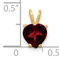 14K 7mm Yellow Gold Heart Garnet Pendant view 3