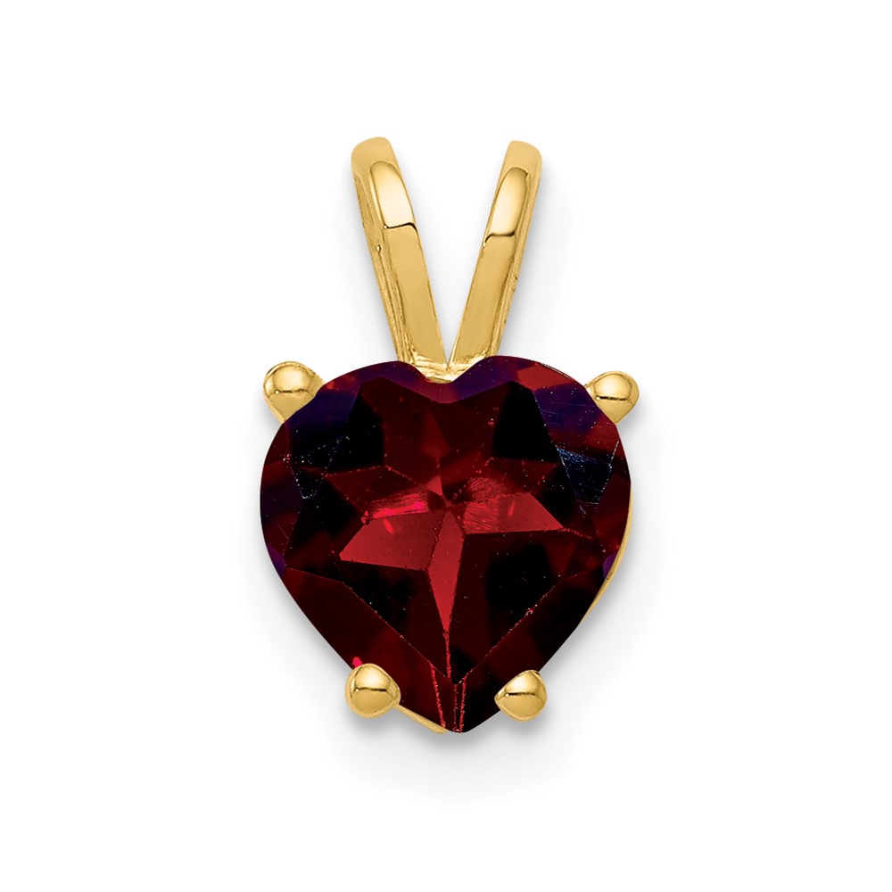 14K 7mm Yellow Gold Heart Garnet Pendant