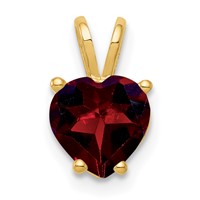 14K 7mm Yellow Gold Heart Garnet Pendant view 1