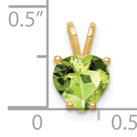 14K 7mm Yellow Gold Heart Peridot Pendant view 3