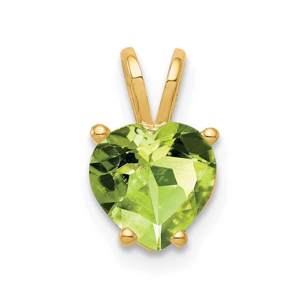 14K 7mm Yellow Gold Heart Peridot Pendant