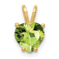 14K 7mm Yellow Gold Heart Peridot Pendant view 1