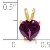 14K 7mm Yellow Gold Heart Rhodolite Garnet Pendant view 2