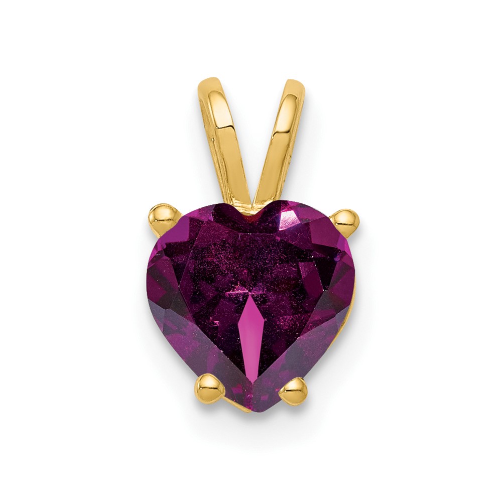 14K 7mm Yellow Gold Heart Rhodolite Garnet Pendant