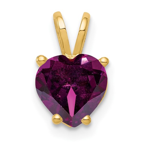 14K 7mm Yellow Gold Heart Rhodolite Garnet Pendant