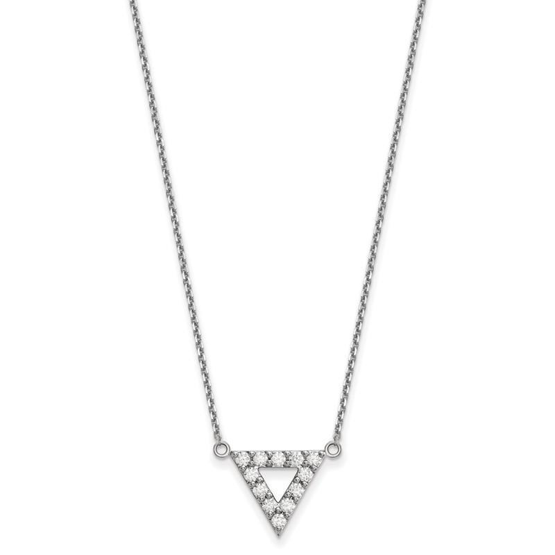 14K White Gold Lab Grown Diamond VS/SI+ G+ Triangle Necklace