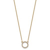 14K Yellow Gold Polished 0.07 Carat VS Diamond Open Circle Necklace, 18" view 2