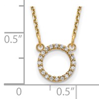 14K Yellow Gold Polished 0.07 Carat VS Diamond Open Circle Necklace, 18" view 3