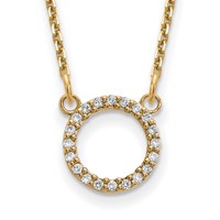 14K Yellow Gold Polished 0.07 Carat a Diamond Open Circle Necklace, 18" view 1
