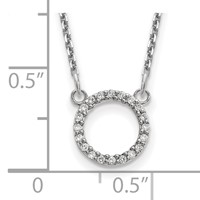 14K White Gold Polished 0.07 Carat AA Diamond Open Circle Necklace, 18" view 3