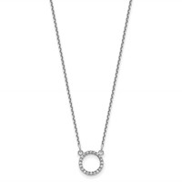 14K White Gold Polished 0.07 Carat AA Diamond Open Circle Necklace, 18" view 2