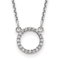 14K White Gold Polished 0.07 Carat a Diamond Open Circle Necklace, 18" view 1
