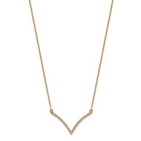 14K Yellow Gold Polished 0.12 Carat Diamond V-Necklace, 18" view 2