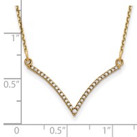 14K Yellow Gold Polished 0.12 Carat Diamond V-Necklace, 18" view 3