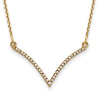 14K Yellow Gold Polished 0.12 Carat Diamond V-Necklace, 18" view 1