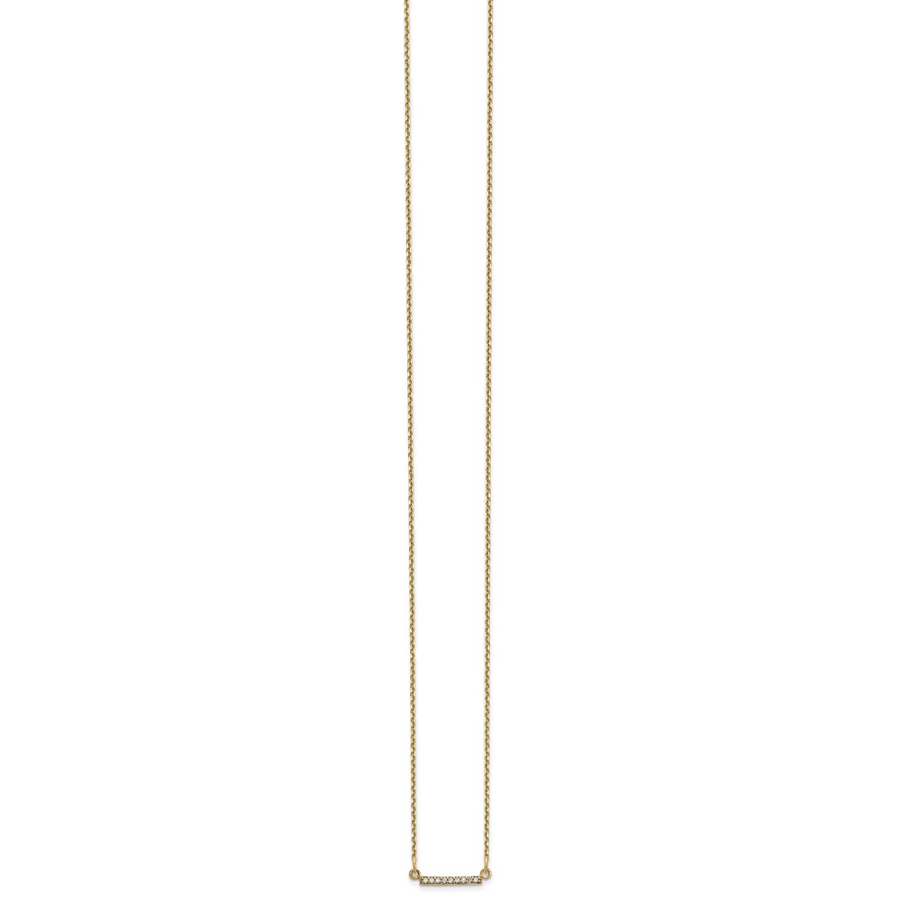 14k Polished 1/20 carat A Diamond Tiny Bar 18 inch Necklace (XP5030A)