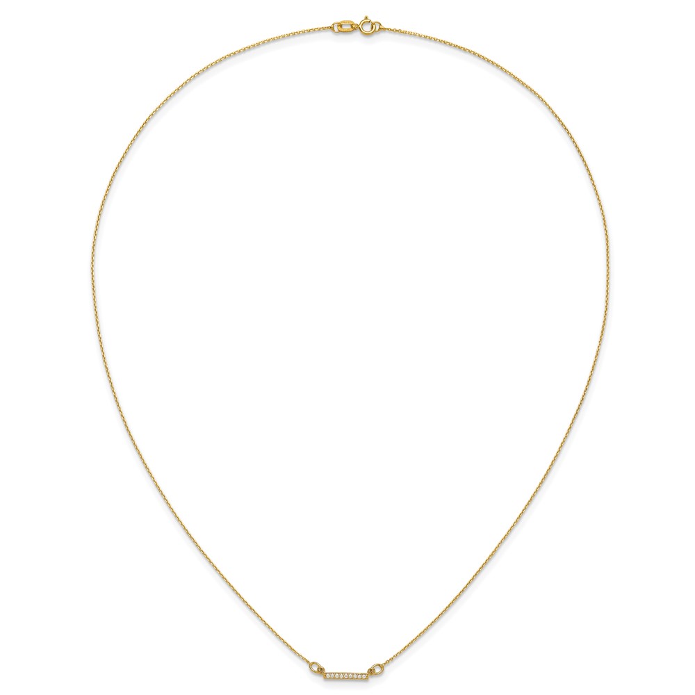 14k Polished 1/20 carat A Diamond Tiny Bar 18 inch Necklace (XP5030A)