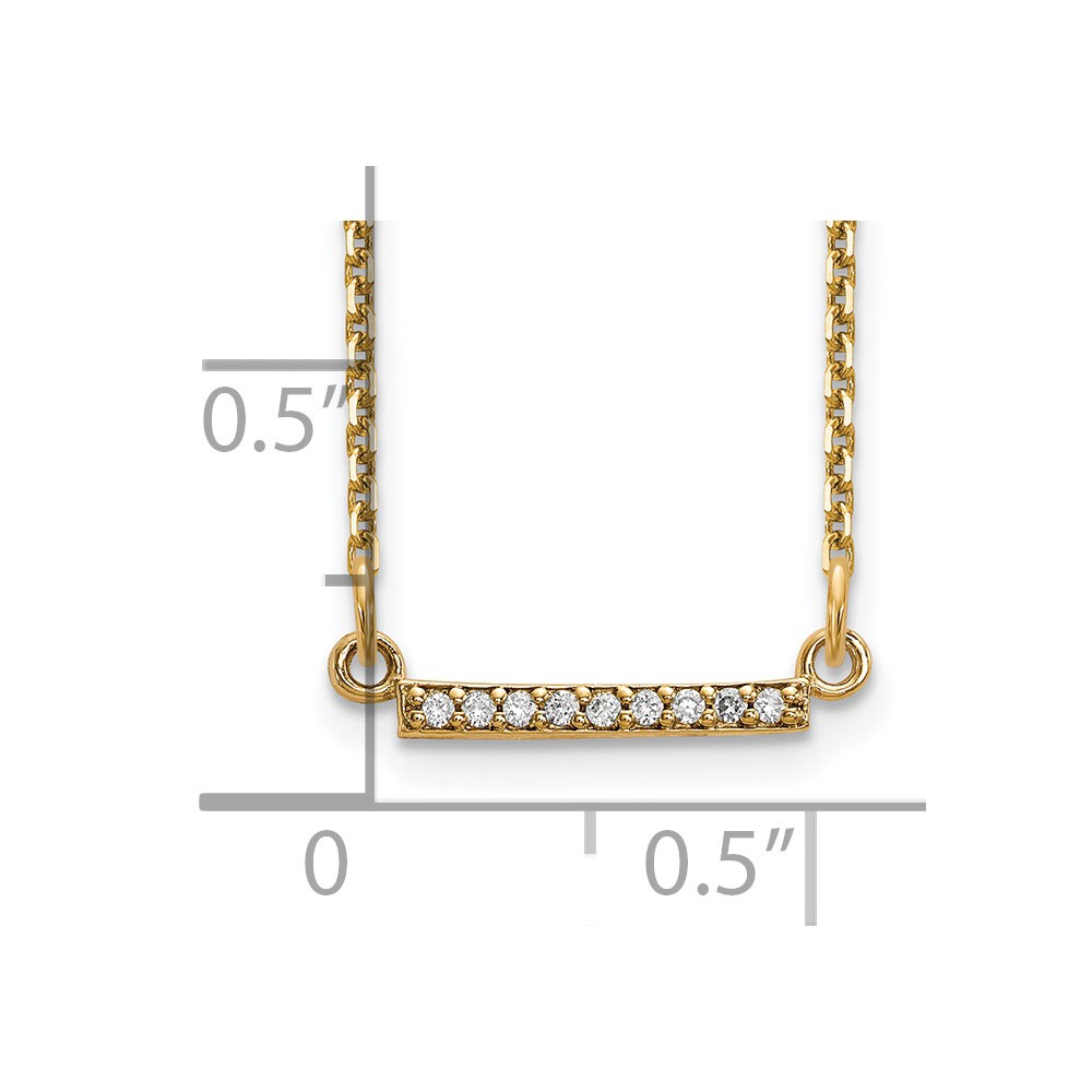 14k Polished 1/20 carat A Diamond Tiny Bar 18 inch Necklace (XP5030A)