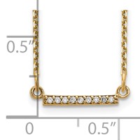 14K Yellow Gold Polished 0.05 Carat a Diamond Tiny Bar Necklace, 18" view 4