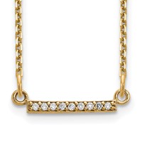 14K Yellow Gold Polished 1/20 Carat AA Diamond Tiny Bar Without Chain view 1