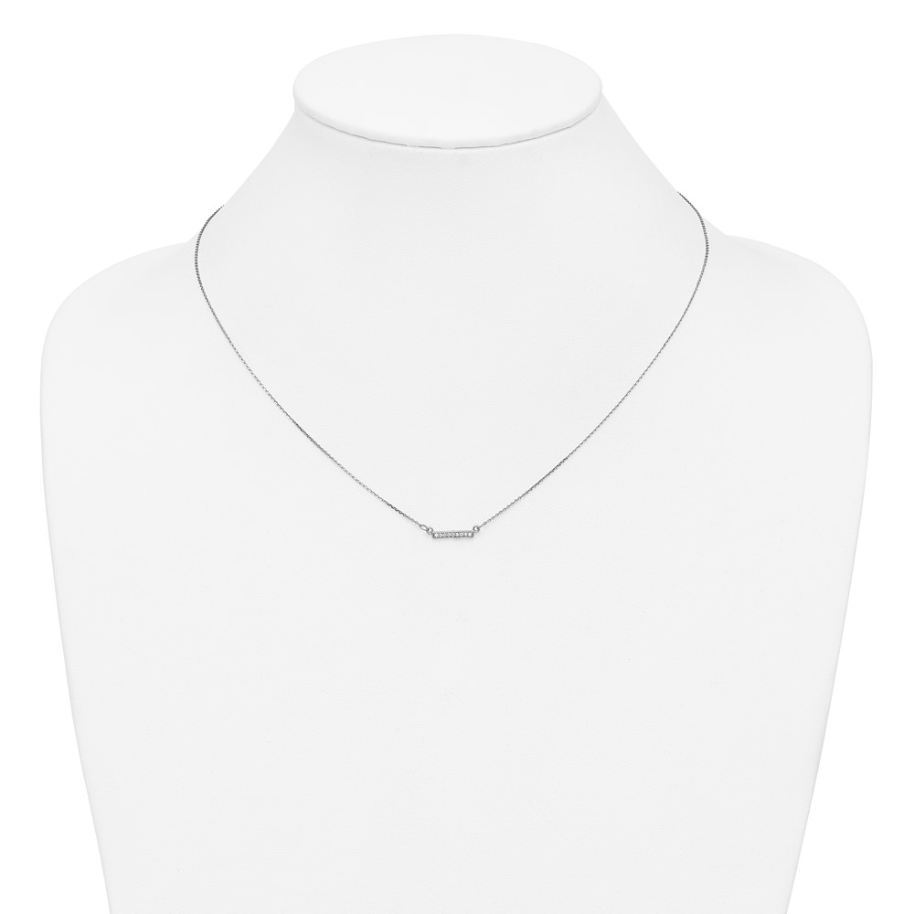 14k White Gold Polished 1/20 carat A Diamond Tiny Bar 18 inch Necklace (XP5030WA)
