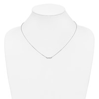 14K White Gold Polished 0.05 Carat a Diamond Tiny Bar Necklace, 18" view 3