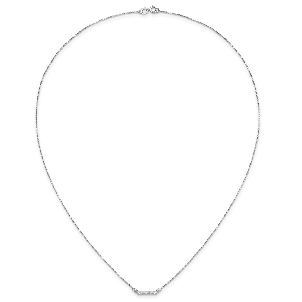 14k White Gold Polished 1/20 carat A Diamond Tiny Bar 18 inch Necklace (XP5030WA)