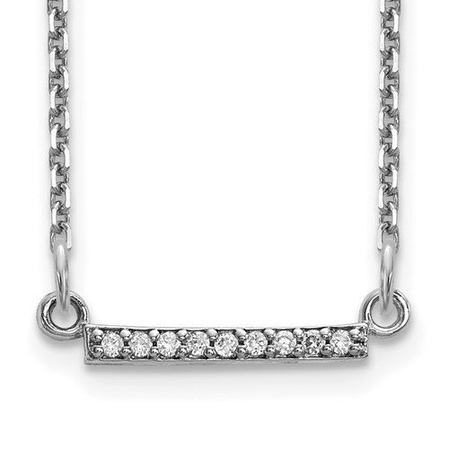 14K White Gold Polished 0.05 Carat a Diamond Tiny Bar Necklace, 18"