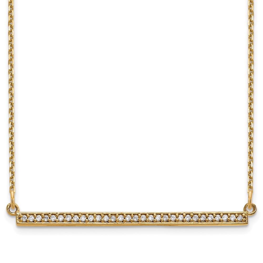 14K Yellow Gold Polished 0.12 Carat Diamond Bar Necklace, 18"
