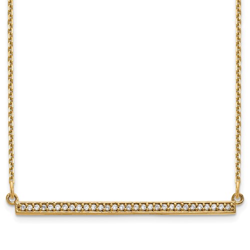 14K Yellow Gold Polished 0.12 Carat Diamond Bar Necklace, 18"