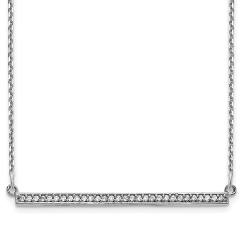 14K White Gold Polished 0.12 Carat Diamond Bar Necklace, 18"