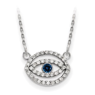 14kw Small Diamond Halo Evil Eye Necklace