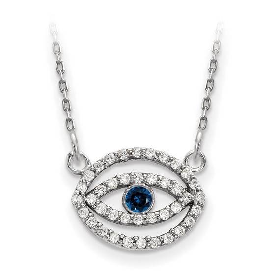 14kw Small Diamond Halo Evil Eye Necklace