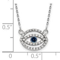 14K White Gold 0.25 Carat Diamond and Sapphire Evil Eye Necklace, 18" view 3