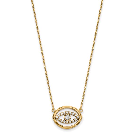 14ky Medium Necklace Diamond Gold Halo Evil Eye