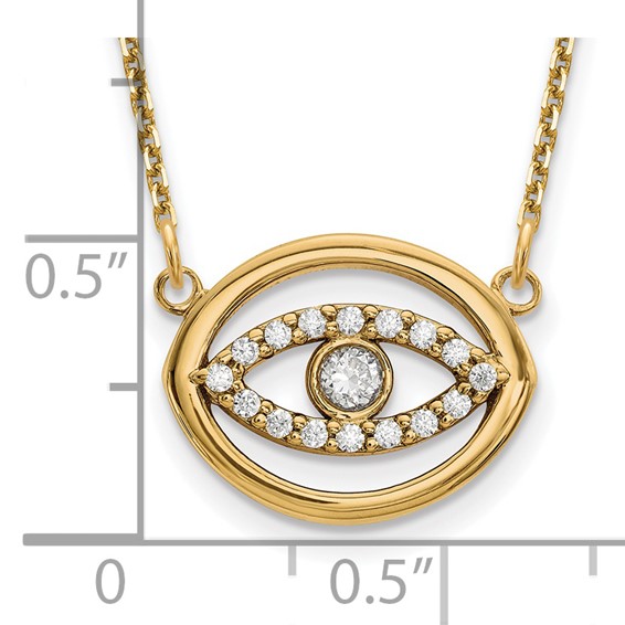 14ky Medium Necklace Diamond Gold Halo Evil Eye