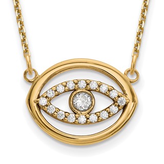 14ky Medium Necklace Diamond Gold Halo Evil Eye