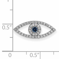 14K White Gold Small Sapphire and a Diamond Evil Eye Chain Slide view 2