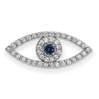 14K White Gold Small Sapphire and a Diamond Evil Eye Chain Slide view 1