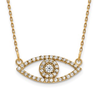 14ky Small Diamond Evil Eye Necklace