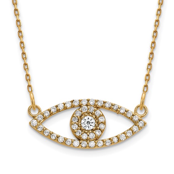 14ky Small Diamond Evil Eye Necklace