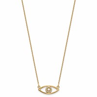 14K Yellow Gold Polished 0.10 Carat Diamond Small Evil Eye, 18" view 2