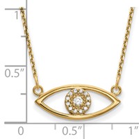 14K Yellow Gold Polished 0.10 Carat Diamond Small Evil Eye, 18" view 3