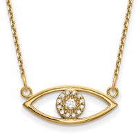 14K Yellow Gold Polished 0.10 Carat Diamond Small Evil Eye, 18" view 1